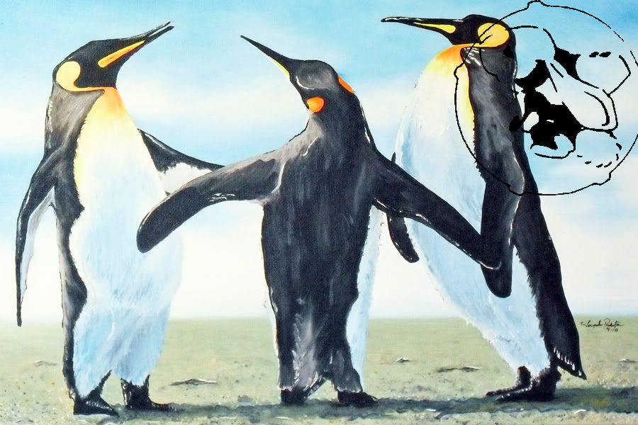 Art,Arts In Wonderland,Original Paintings by Joe Palotas,Gossip,Penguins