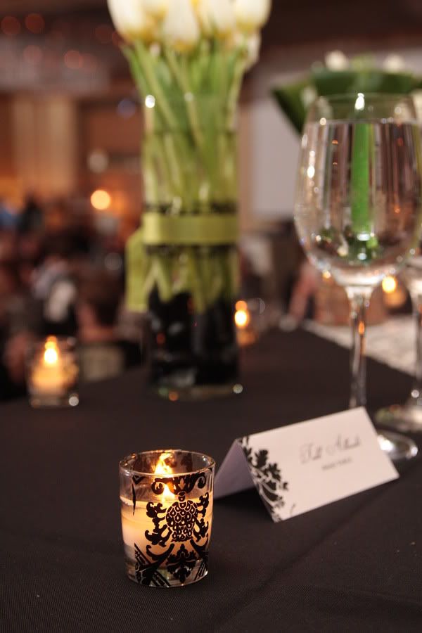 Black and White Damask Table
