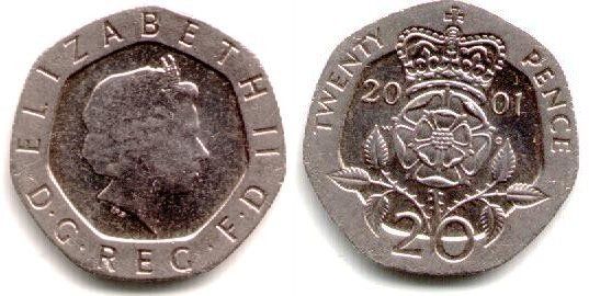Twenty British pence.